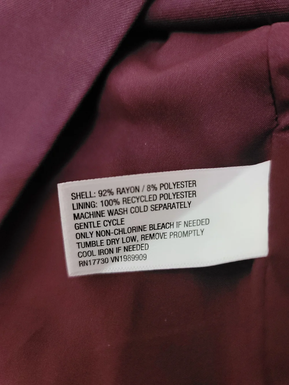 Wool-Blend Double Breasted Blazer - Burgundy - Picture 6 of 7